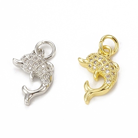 Brass Micro Pave Cubic Zirconia Pendants, with Jump Ring, Butterfly Charm