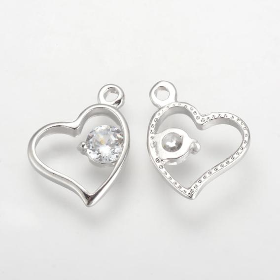 Alloy Cubic Zirconia Charms, Heart