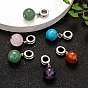 Large Hole Alloy European Dangle Charms, with Round Gemstone Pendants, 23mm, Hole: 5mm