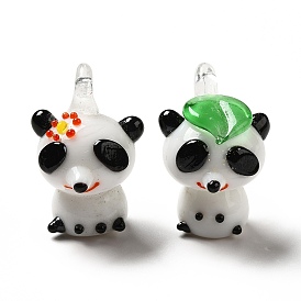 Handmade Lampwork Pendants, Panda Charms