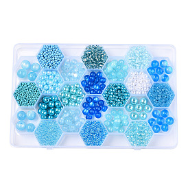 DIY 24 Style Acrylic & Resin Beads Jewelry Making Finding Kit, Round & Rice