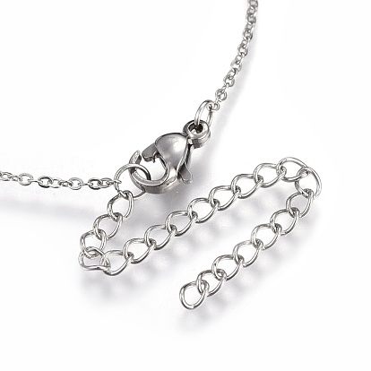 Collares pendientes de circonita cúbica transparente micro pavé de latón, con 304 cadenas de cable de acero inoxidable, anillo