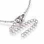 Brass Micro Pave Clear Cubic Zirconia Pendant Necklaces, with 304 Stainless Steel Cable Chains, Ring