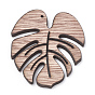 Undyed Platane Wood Pendants, Tropical Leaf Charms, Monstera Leaf