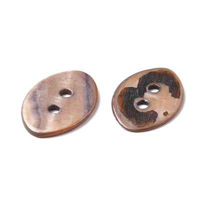 2-Hole Dyed Natural Shell Buttons, Horse Eye