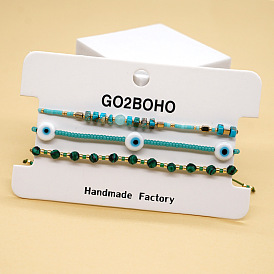 Bohemian Style Minimalist Turquoise and Peacock Green Miyuki Glass Bead Bracelet for Women