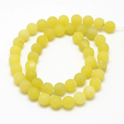 Citron naturel perles rondes de jade brins, givré, ronde