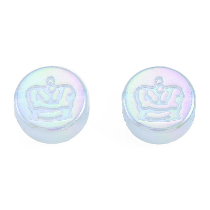 Perlas de acrílico chapadas en arco iris iridiscentes, perlas de brillo, plano y redondo con la corona