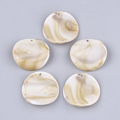 Acrylic Pendants, Imitation Gemstone Style, Flat Round