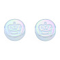 Perles acryliques placage irisé arc-en-ciel, perles de paillettes, plat rond avec la couronne
