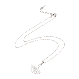 304 Stainless Steel Necklaces, with Leaf Pendant, for Women