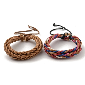Adjustable PU Leather Cords Braided Double Layer Multi-strand Bracelets