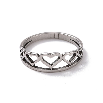 201 anillo de dedo de corazón hueco de acero inoxidable para el día de san valentín