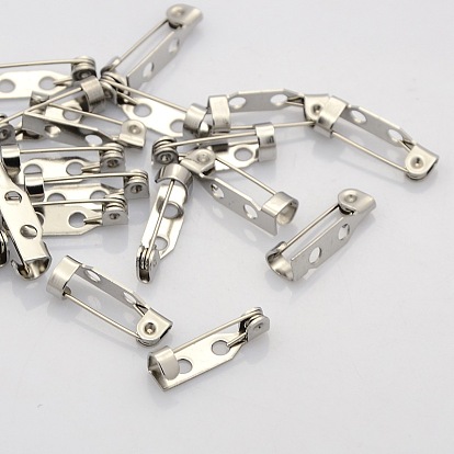 201 Stainless Steel Brooch Pin Back Bar Findings, 17x5.5x5mm, Hole: 2mm, Pin: 0.6mm