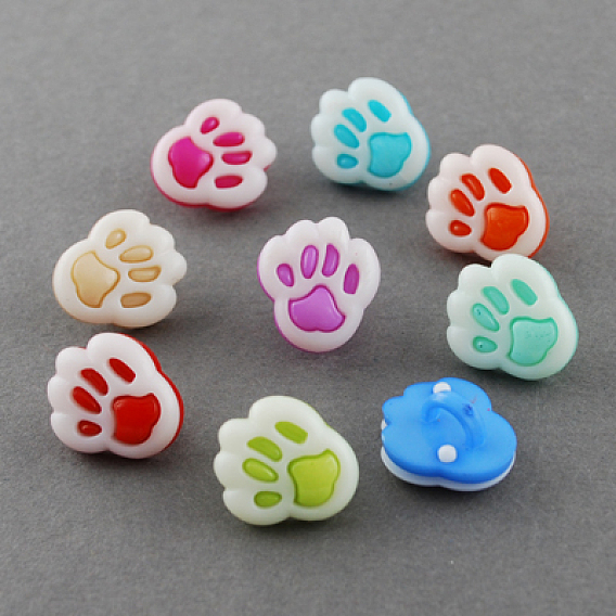Acrylic Shank Buttons, 1-Hole, Dyed, Paw