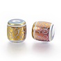Electroplate Glass Beads, Barrel with Vine Pattern