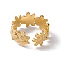 304 кольцо из нержавеющей стали с цветочным узором и открытой манжетой для женщин