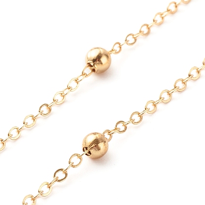 Brass Satellite Chain Necklaces, with 304 Stainless Steel Lobster Claw Clasp