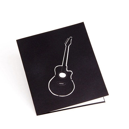 3d tarjeta de felicitación de papel emergente de guitarra para el día de cumpleaños, Rectángulo
