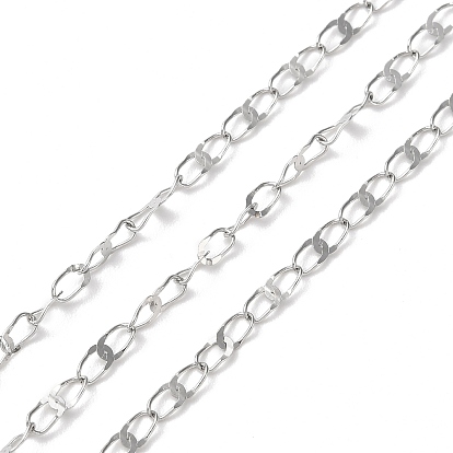 304 Stainless Steel Dapped Oval Link Chains, Soldered, with Spool