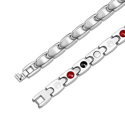 SHEGRACE Stainless Steel Panther Chain Watch Band Bracelets, with Watch Band Clasps