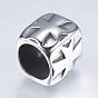 304 Stainless Steel Beads, Large Hole Beads, Cuboid with Cross