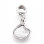 Alloy European Dangle Charms, Large Hole Pendants, with Iron Ring, Shell