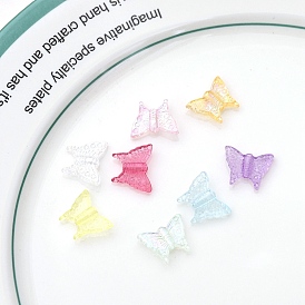 Abalorios de acrílico transparentes, color de ab chapado, mariposa
