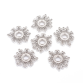 Tibetan Style Connectors, Lead Free and Cadmium Free, Flower, 34.5x28x1.5mm, Hole: 1.5mm, Hole: 1.5mm