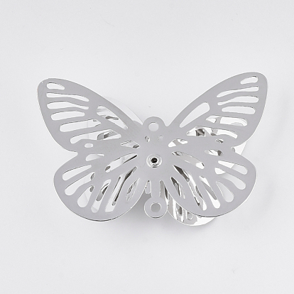 Connecteurs de liens en laiton, avec strass cristal, papillon