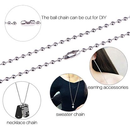 Fabricación de collar de bricolaje, 304 cadenas de bolas de acero inoxidable con conectores de cadena de bolas