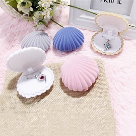 Shell Shaped Velvet Jewelry Storage Boxes, Jewelry Gift Case for Earrings Pendants