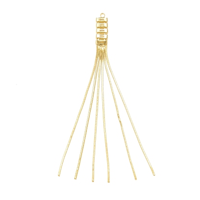 Brass Chains Tassel Big Pendnants, with Clear Glass