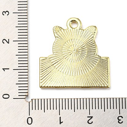 Zinc Alloy Pendants, Light Gold, Cat & Flat Round Charm