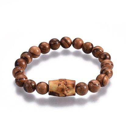 Couples bracelets de perles de bois, avec des perles de bodhi naturelles