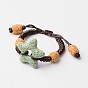 Bracelets de perles tressées en pierre de lave naturelle étoile, avec cordon ciré, 52mm
