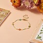 Браслет-цепочка из латунных цветочных звеньев с семенами из бисера для женщин