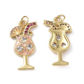 Brass Micro Pave Cubic Zirconia Pendants, Enamel Style, with Jump Ring, Juice Charms