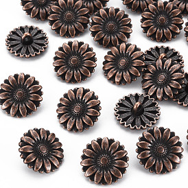Zinc Alloy Shank Buttons, 1-Hole, Cadmium Free & Lead Free, Sunflower