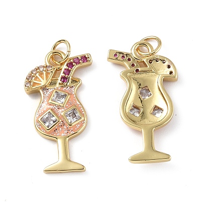 Micro cuivres ouvrent pendentifs zircone cubique, Style émail, avec anneau de saut, charmes de jus