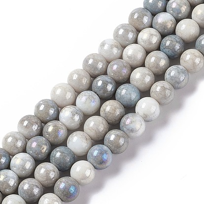Chapelets de perles en verre électrolytique , de couleur plaquée ab , ronde