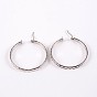 Ring 304 Stainless Steel Hoop Earrings, Hypoallergenic Earrings, 42x40x4mm, Pin: 1mm