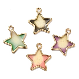 Rack Plating Alloy Epoxy Resin Pendants, Glitter Star Charms, Long-Lasting Plated, Cadmium Free & Nickel Free & Lead Free, Golden