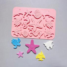 DIY Sea Animal Silicone Molds, Fondant Molds, Resin Casting Molds, for Chocolate, Candy, UV Resin & Epoxy Resin Craft Making