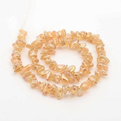 Naturelles galvaniques cristal de quartz perles brins, puces, 5~11x4~7x2~5mm, Trou: 1mm, 15 pouce