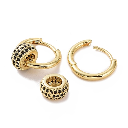 Плоские круглые серьги-кольца с кубическим цирконием из бисера, украшения из латуни для женщин