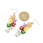 Акриловые бусы цветок с имитацией жемчуга серьги с подвесками, золотые украшения 304 из нержавеющей стали для женщин