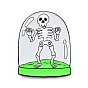Skeleton in Arch Dome Enamel Pin, Electrophoresis Black Plated Alloy Halloween Badge for Backpack Clothes