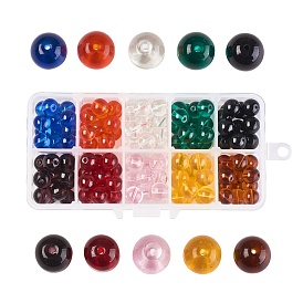 10 couleurs perles de verre transparentes, ronde