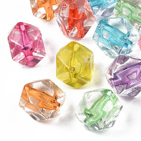 Transparent Acrylic Beads, Faceted, Hexagon